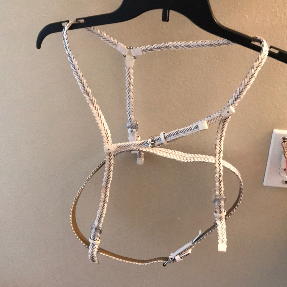Bcbg white harness belt size L